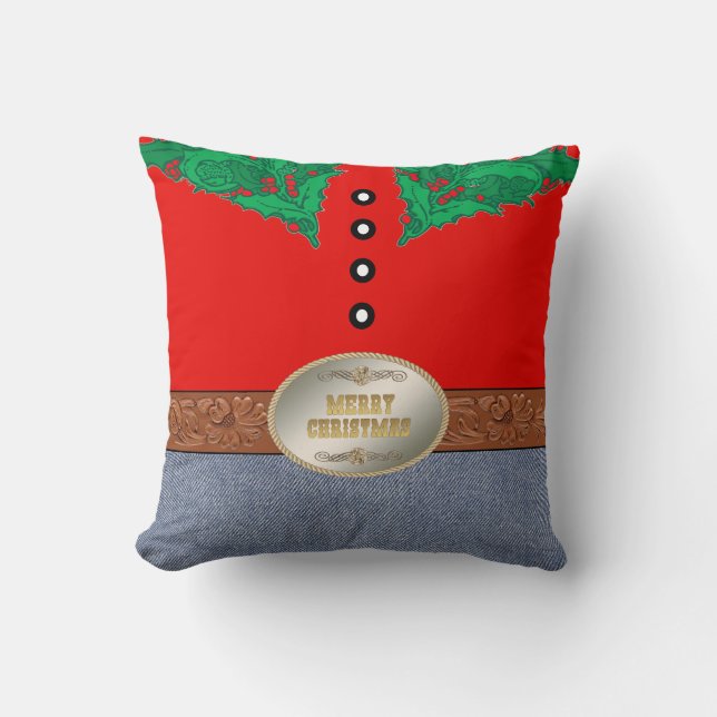 Almofada Papais noeis de cowboy ocidentais Belet Jeans de c (Frente)