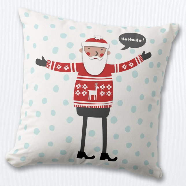 Almofada Papais noeis de Hipster de Natal (Hipster Santa in skinny jeans Christmas pillow)