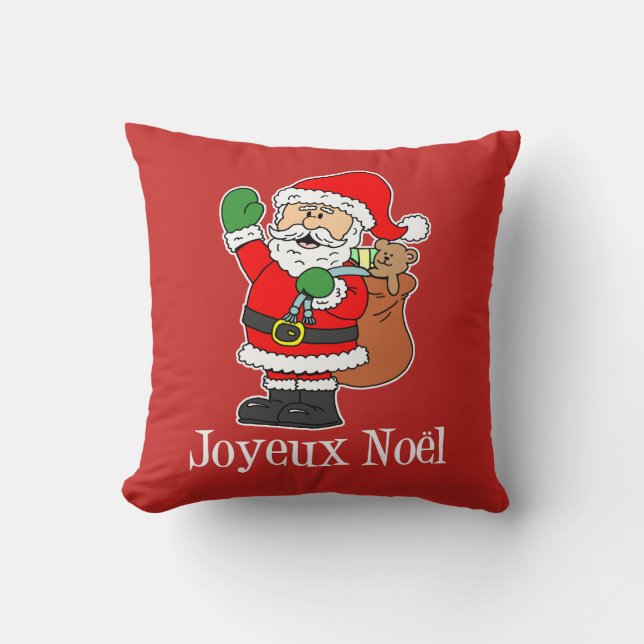 Almofada Papais noeis de Natal Franceses para Joyeux Noel (Frente)