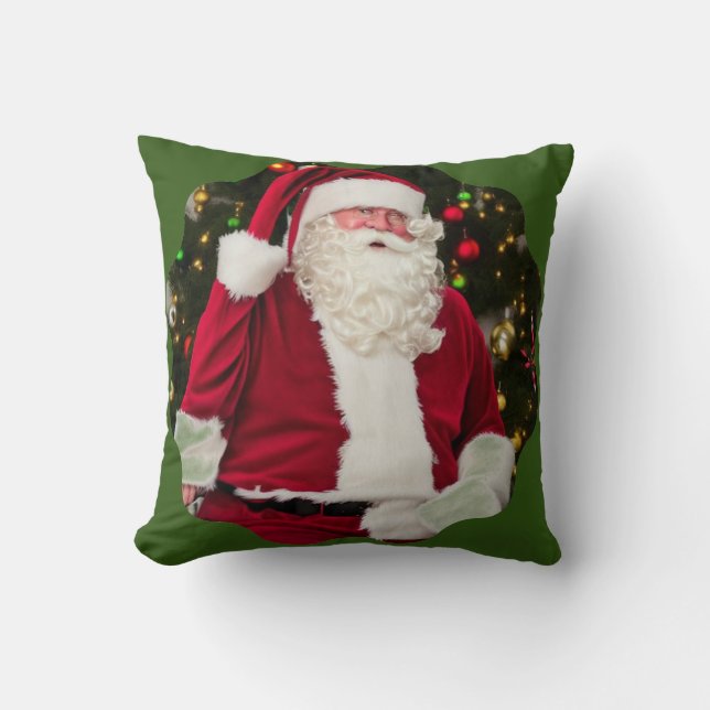 Almofada Papais noeis de safra debaixo da árvore. (Frente)