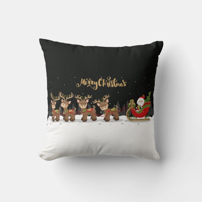 Almofada Papais noeis e Sleigh (Frente)