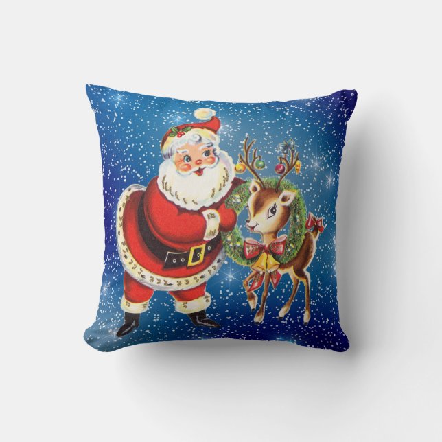 Almofada papais noeis e travesseiros decorativos de renas (Frente)