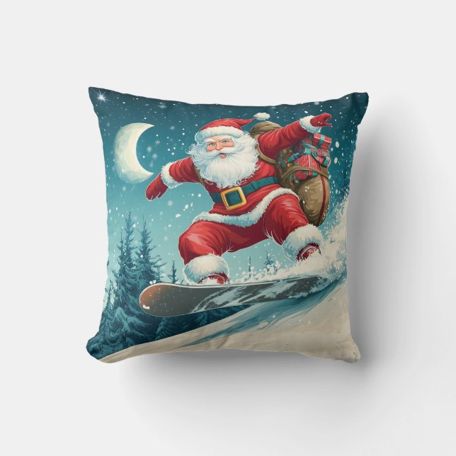 Almofada Papais noeis entregando presentes de Natal em uma  (Frente)