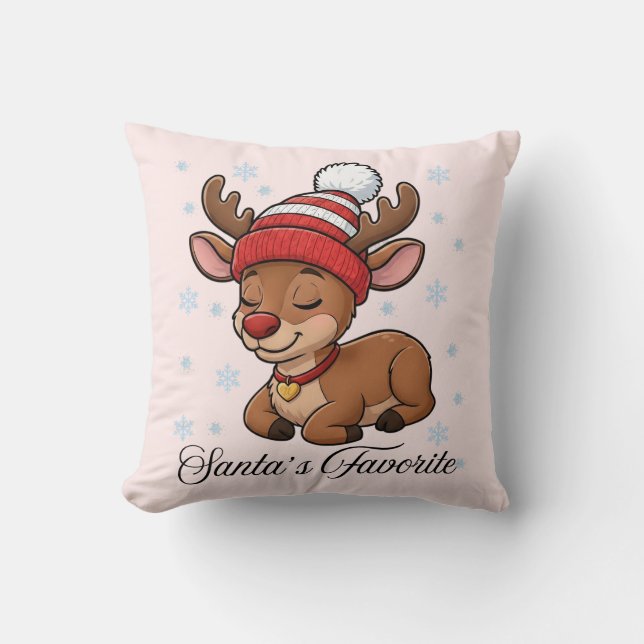 Almofada Papais noeis Favoritos Reindeer Natal (Frente)