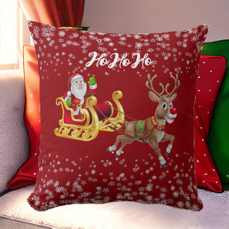 Almofada Papais noeis Reindeer de Natal Sleigh Snowflake Re