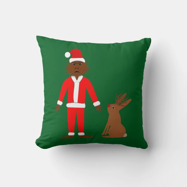 Almofada Papais noeis Sasquatch e Jackalope Christmas (Frente)