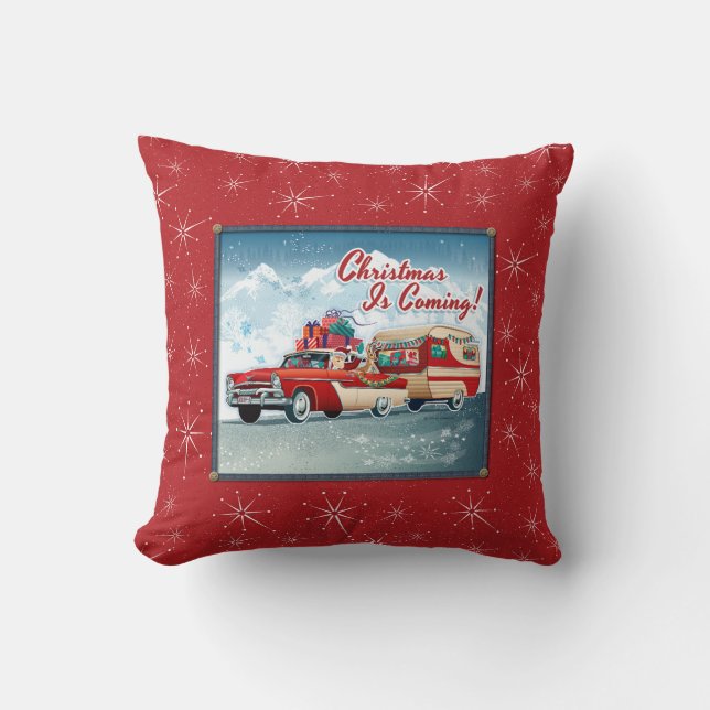 Almofada Papais noeis Vintage Camper Natal (Frente)