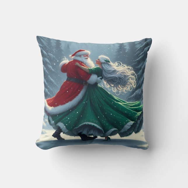 Almofada Papais noeis Waltzing e Sra. Claus (Frente)