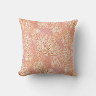 Almofada Papel de embrulho floral tulipa arte em linha rosa