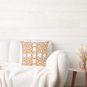 Almofada Papel de parede, cor de laranja e branco, com desi