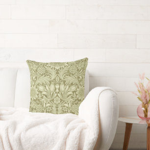 Almofada Papel de Parede Girassol de William Morris em Oliv