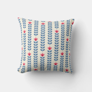 Almofada Papel de parede retrô - padrão floral com abstra