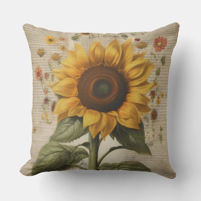 Almofada Papel Tissue de Girassol Beautiful Rustic Bloom (Frente)
