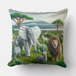 Almofada Papelaria safari animais paisagens verdes