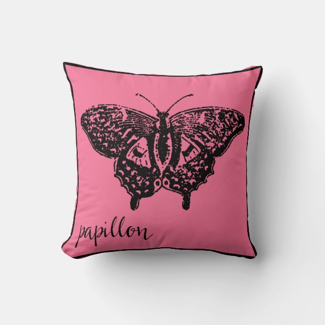 Almofada Papillon Butterfly em francês Paris Pink Travessei (Frente)