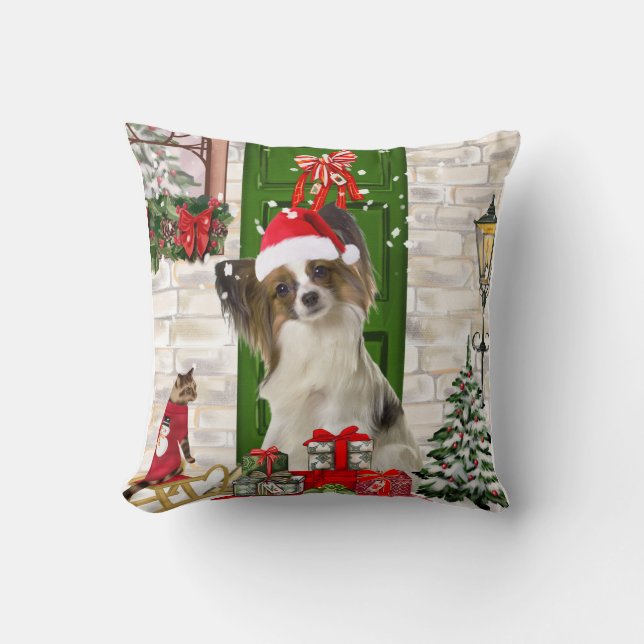 Almofada Papillon Dog Christmas (Frente)