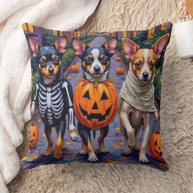 Almofada Papillon Dogs Trick-or-Tratating Halloween (Cobertor)