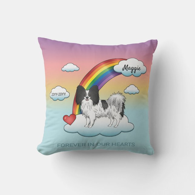 Almofada Papillon Preto e Branco Cachorro Fofo Memorial Arc (Frente)