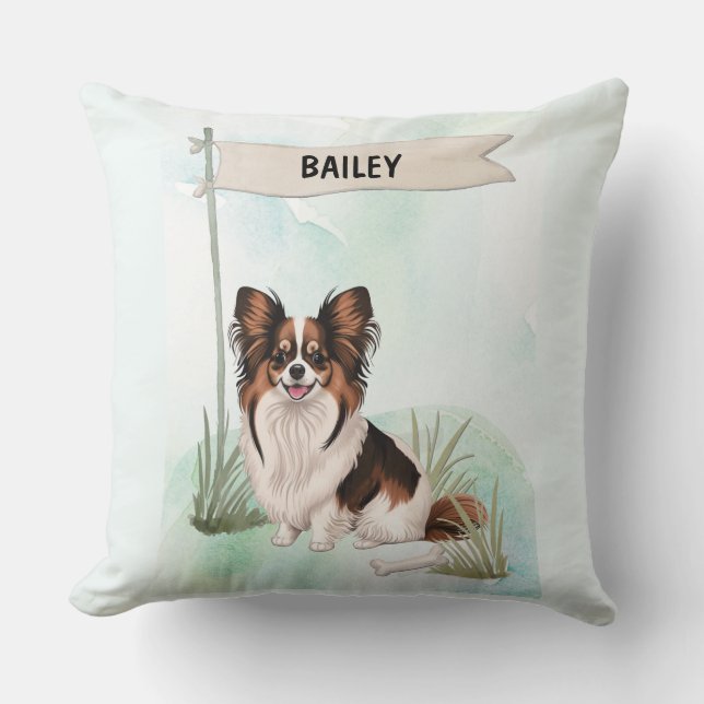 Almofada Papillon Watercolor Personalized Dog (Frente)