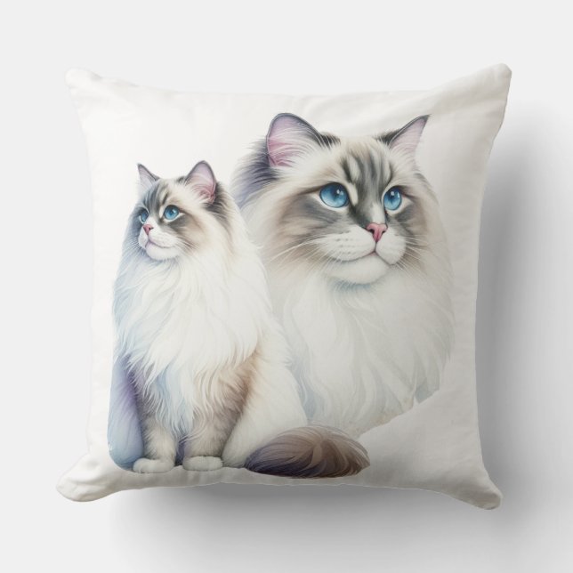ALMOFADA PAR DE BONITOS GATOS RAGDOLL FLUFFY (Frente)