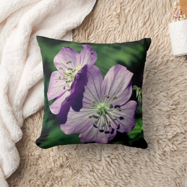 Almofada Par de Flores de Gerânio Roxo Bonito (Cobertor)