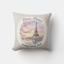 Almofada Par de Namorados Personalizado Paris e Flor de Cer