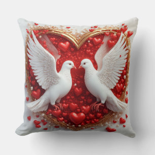 Almofada Par Elegante de Pombas Simbolizando Amor e Unidade