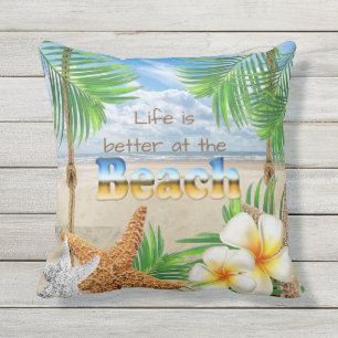 Almofada Para Ambientes Externos A vida tropical é melhor na praia