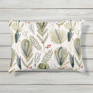 Almofada Para Ambientes Externos Abstract Scandinavian Christmas Foliage Sage Green