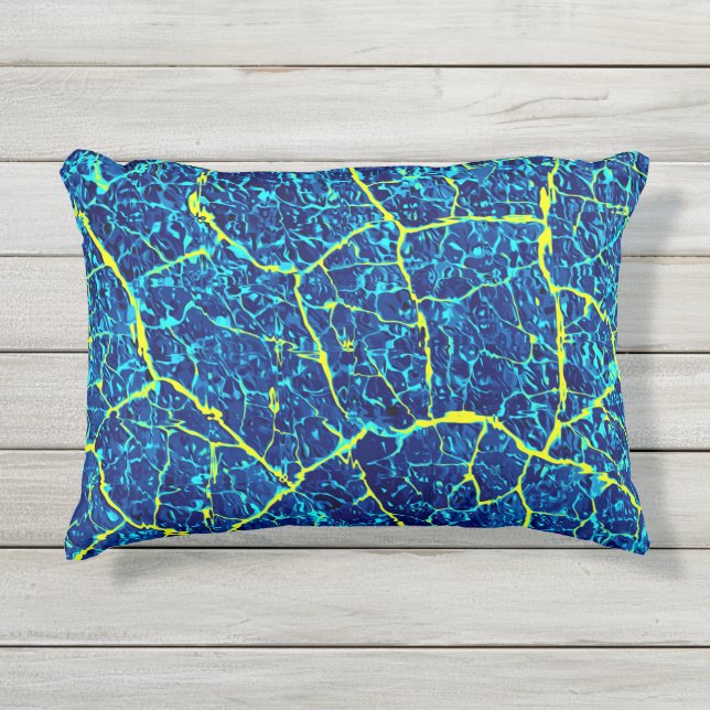 Almofada Para Ambientes Externos Abstrato azul / Amarelo (Frente)