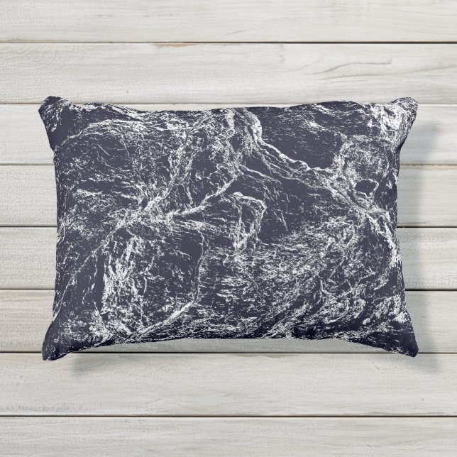 Almofada Para Ambientes Externos Abstrato Azul/Branco (Frente)