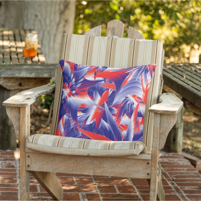 Almofada Para Ambientes Externos Abstrato Stars Red White e Blue (Cadeira)