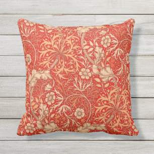 Almofada Para Ambientes Externos Alga floral, laranja coral profunda de William