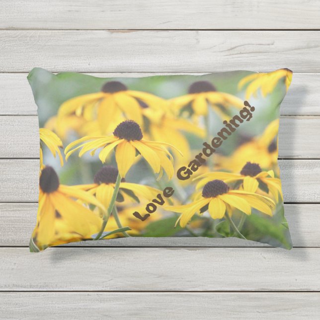 Almofada Para Ambientes Externos Amarelo Flor Com Marrom (Frente)