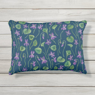 Almofada Para Ambientes Externos Aquarela violetas em azul
