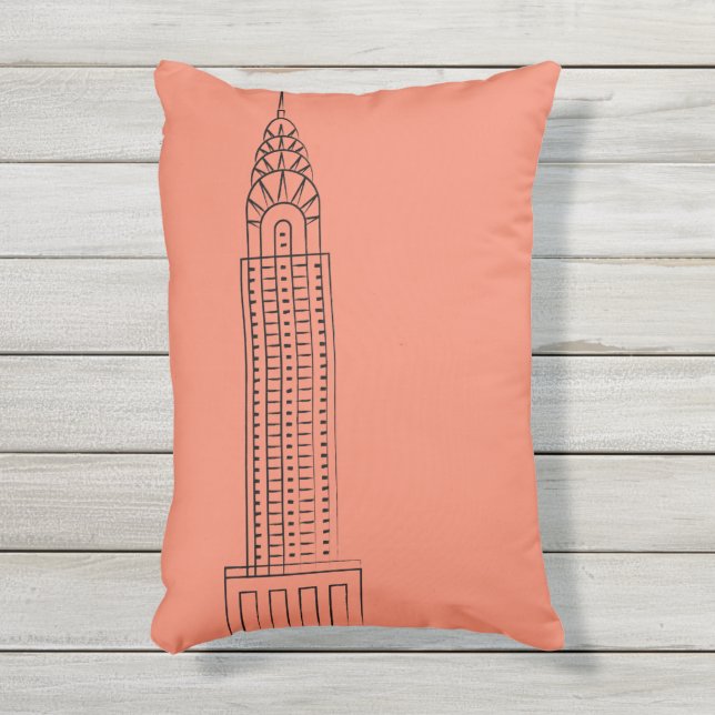 Almofada Para Ambientes Externos Art Deco Chrysler Building Outdoor Travesseiro dec (Front(Vertical))