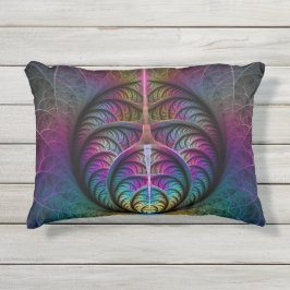 Almofada Para Ambientes Externos Arte Fractal Abstrato com Padrão Trippy