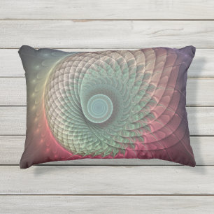 Almofada Para Ambientes Externos Arte Fractal Moderna Colorida abstrato Snail