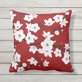 Almofada Para Ambientes Externos Asia Floral White Chersom Red