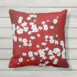 Almofada Para Ambientes Externos Asia Floral White Chersom Red