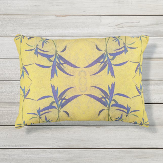 Almofada Para Ambientes Externos Azul e amarelo rústicos (Frente)