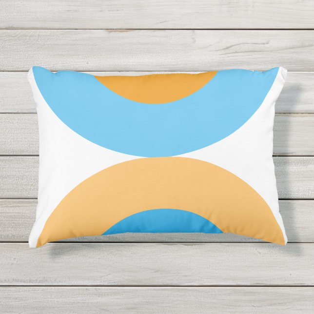 Almofada Para Ambientes Externos Azul geométrico moderno e amarelo (Frente)