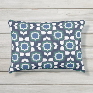 Almofada Para Ambientes Externos Azulejo Mediterrâneo Retrô Azul Marinho Branco
