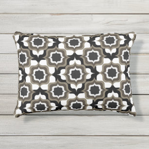 Almofada Para Ambientes Externos Azulejo Mediterrâneo Retrô Preto Branco Cinza