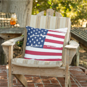Almofada Para Ambientes Externos Bandeira Americana Rasgada