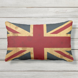Almofada Para Ambientes Externos Bandeira manchada de Union Jack Reino Unido
