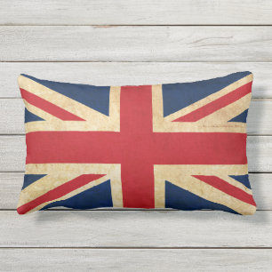 Almofada Para Ambientes Externos Bandeira Union Jack de Reino Unido do Grunge do