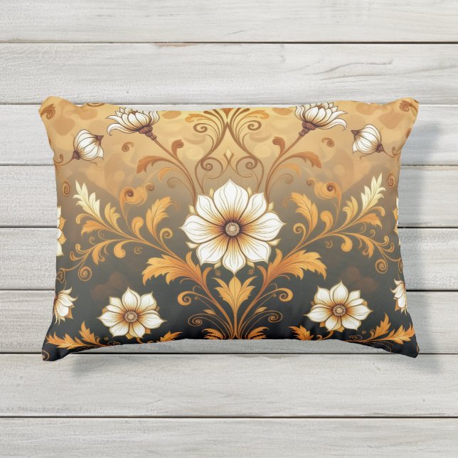 Almofada Para Ambientes Externos "Barockes Ornament-Muster in Gold und Schwarz"7 (Frente)