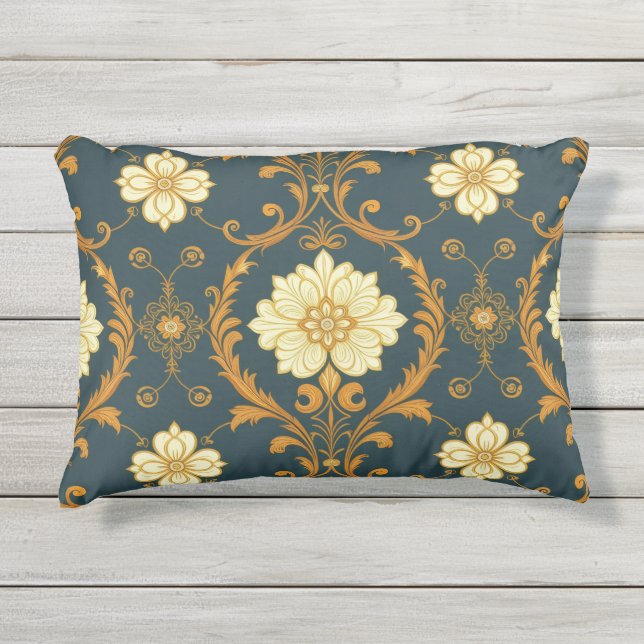 Almofada Para Ambientes Externos "Barockes Ornament-Muster in Gold und Schwarz" Dec (Frente)