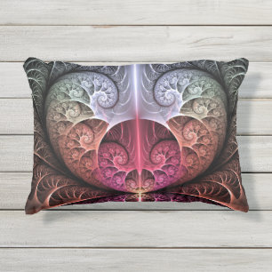 Almofada Para Ambientes Externos Batimento cardíaco, arte fractal surreal abstrata